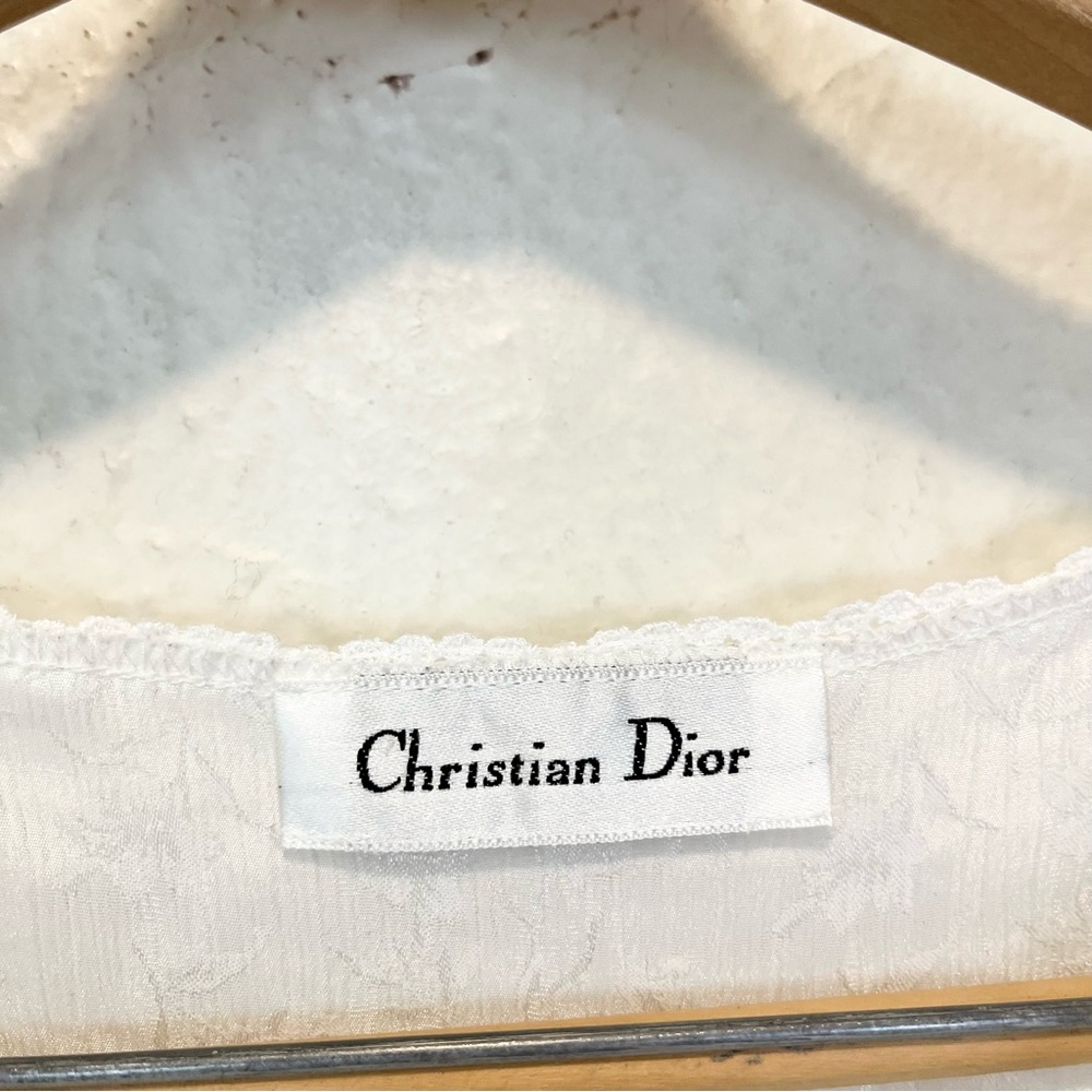 Vintage Christian Dior Slip Dress Nightgown White Satin Floral Lace Coquette M - Picture 5 of 10